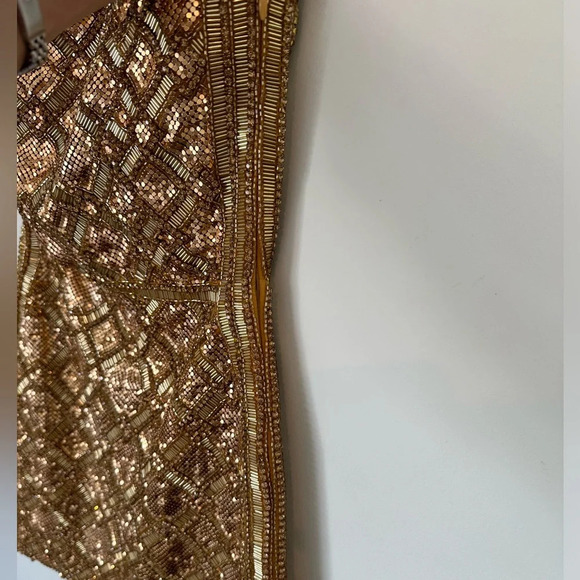 Retrofete Heather Gold Chainmail Sequin Strapless Mini Dress - XXS - Picture 7 of 8
